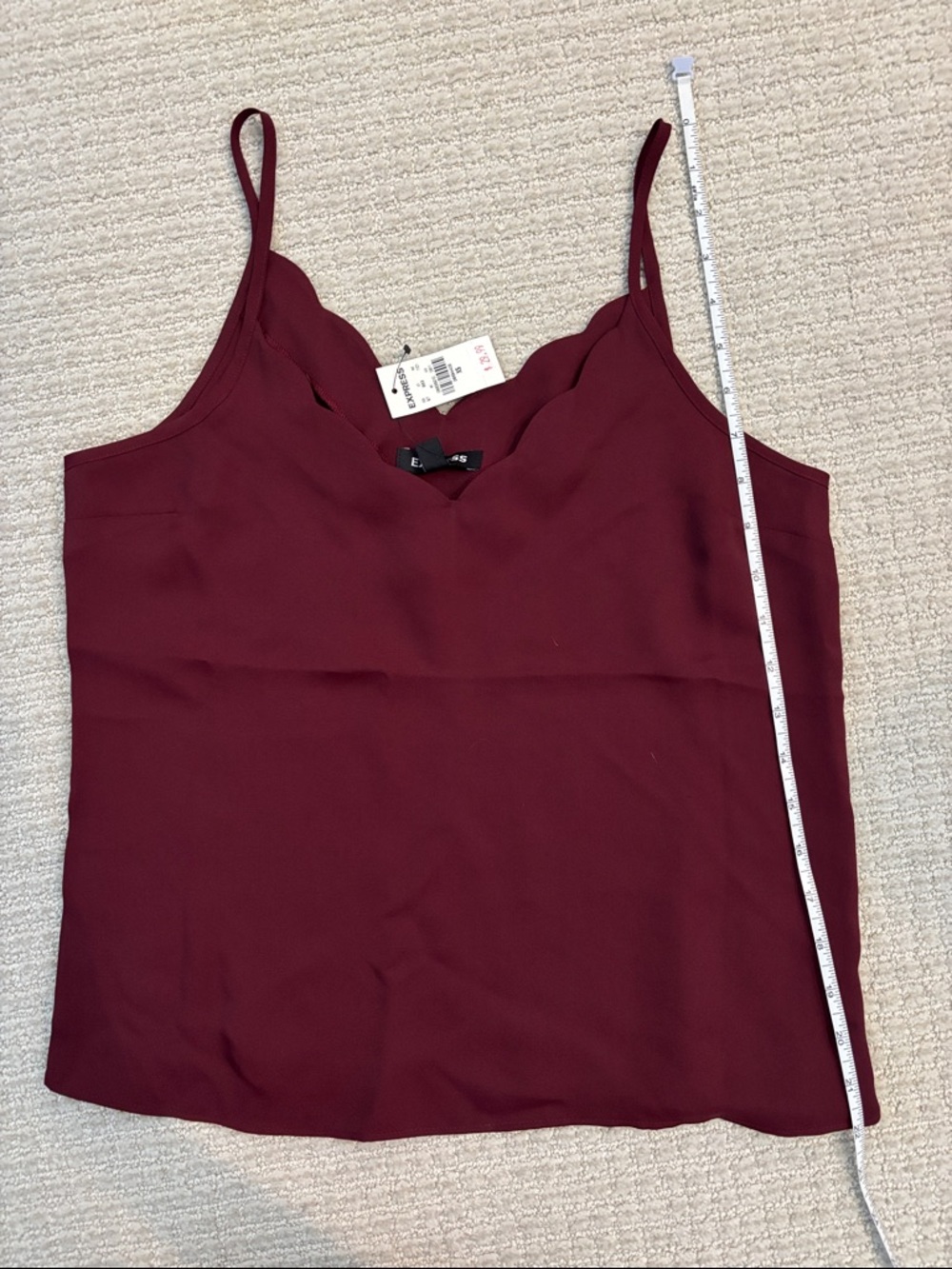 Express Scalloped V-Neck Cami - Burgundy